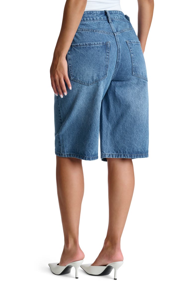 Naked Wardrobe Denim Long Shorts, Alternate, color, Medium Wash