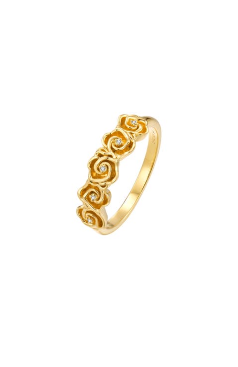 Rosie Diamond Ring | 5 natural diamonds | 925 Sterling Silver | Ring | 7 | Yellow 18k-Gold Plated
