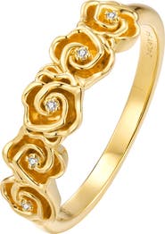 DPT Antwerp Rosie Diamond Ring | 5 natural diamonds | 925 Sterling Silver | Ring | 7 | Yellow 18k-Gold Plated
