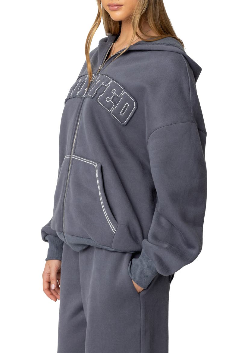 Forever Appliqué Zip Hoodie, Alternate, color, GRAY