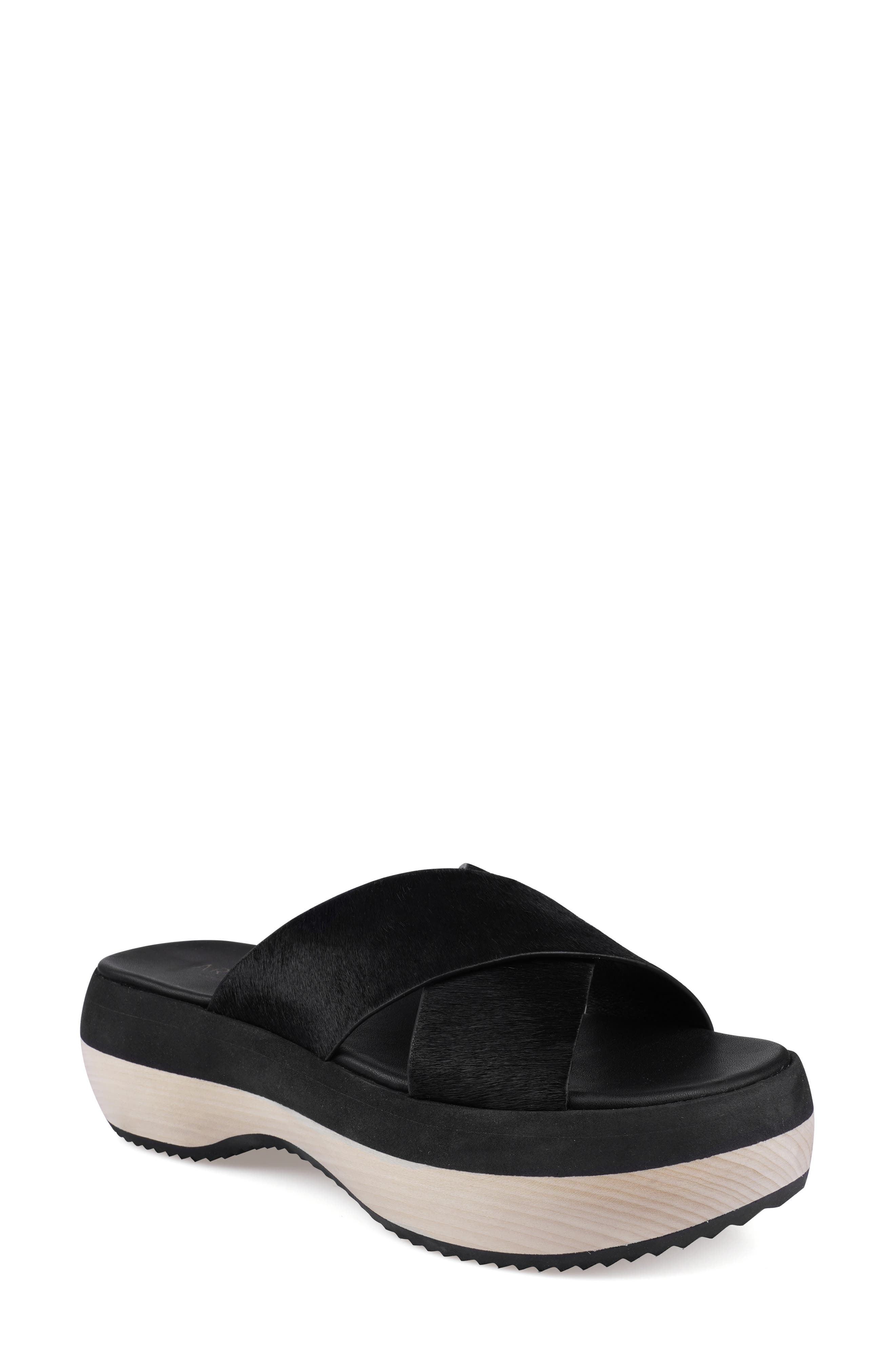 Artisan Crafted By Zigi Maia Genuine Calf Hair Platform Sandal, Main, color, Black