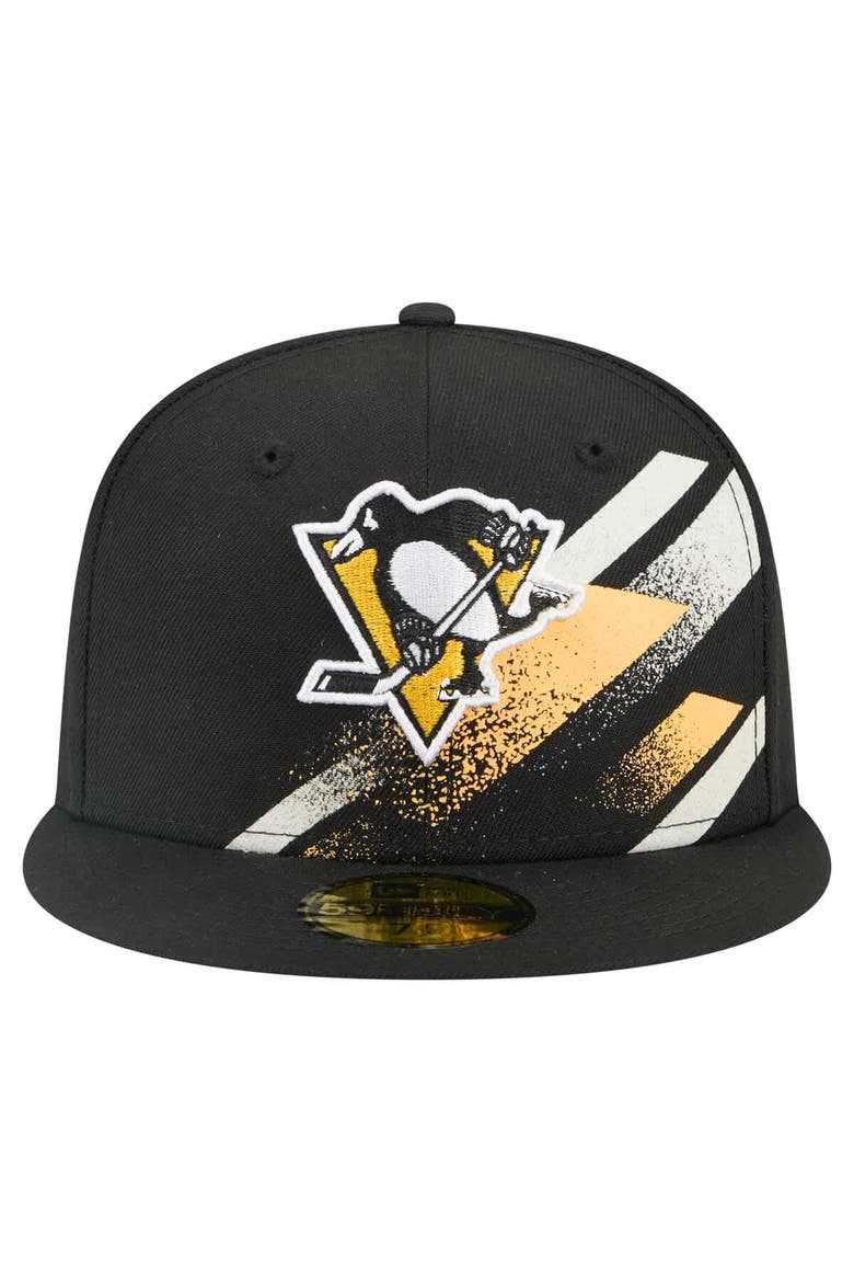 Men's New Era Black Pittsburgh Penguins Faded Lines 59FIFTY Fitted Hat, Alternate, color, Black