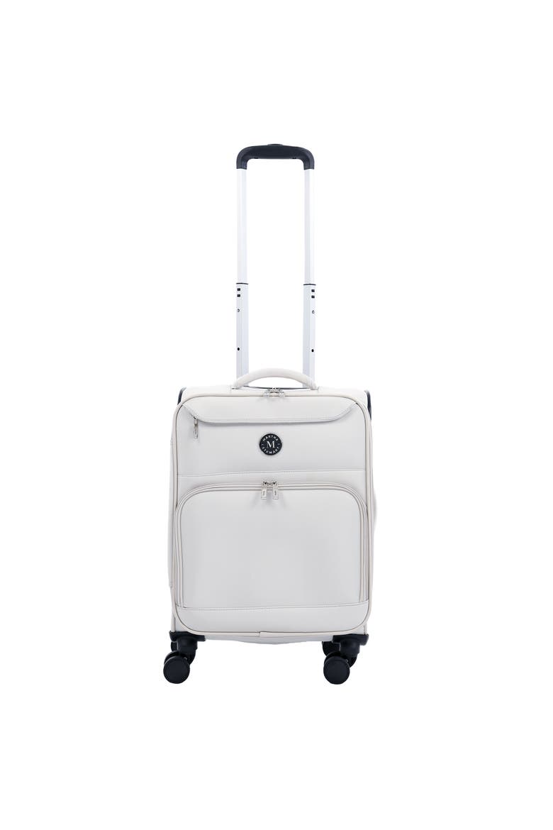 22" Softside Carry-On Luggage - Expandable Spinner with 8 Wheels & Front Zip Pockets, Alternate, color, LIGHT GREY