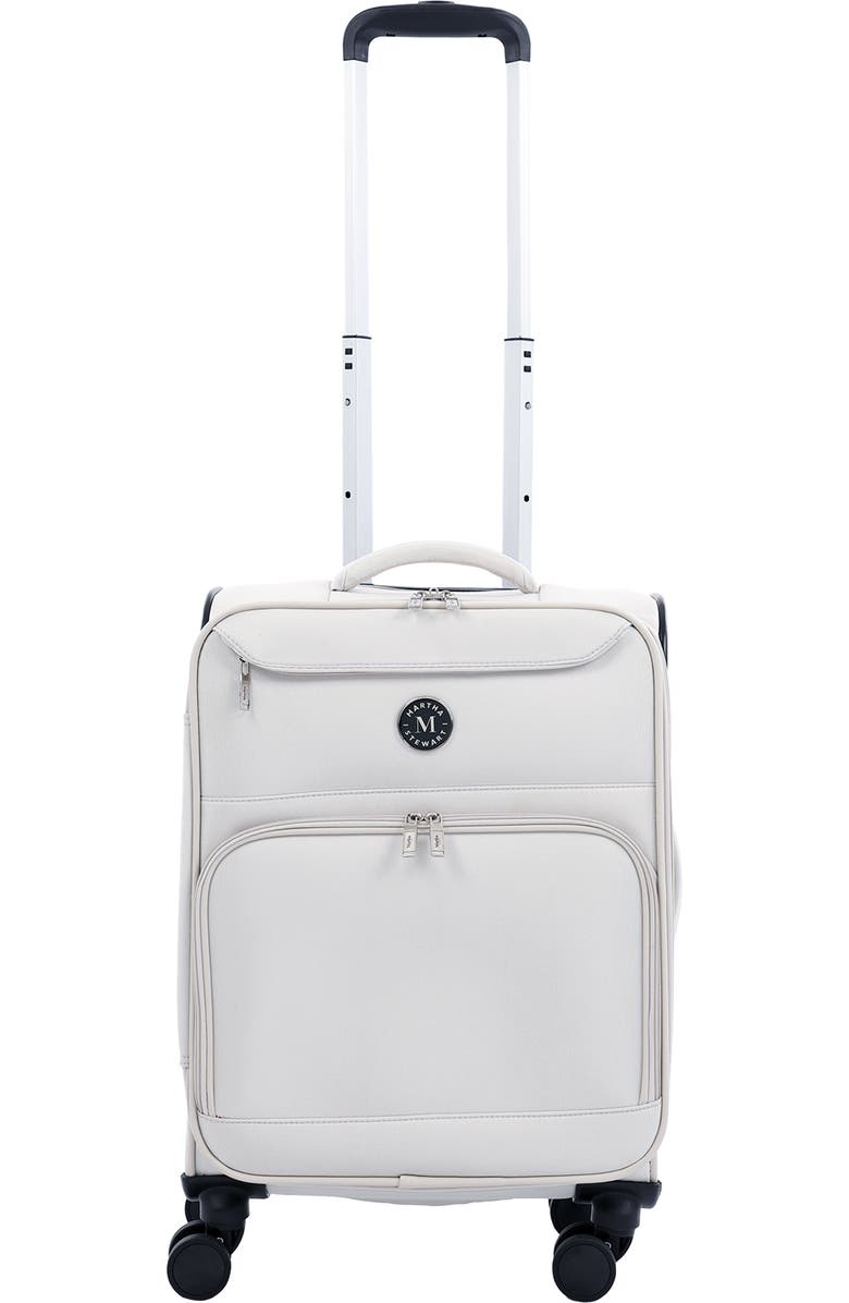 MARTHA STEWART 22" Softside Carry-On Luggage - Expandable Spinner with 8 Wheels & Front Zip Pockets, Alternate, color, Light Grey