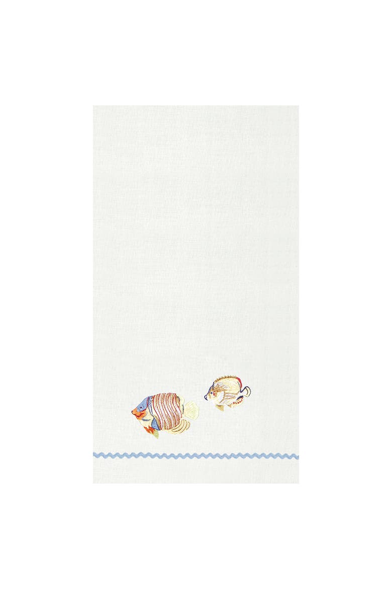 Colorful Fish Hemstitch Decorative Guest Towel, Main, color, Blue