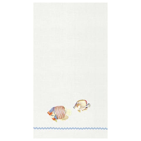Colorful Fish Hemstitch Decorative Guest Towel