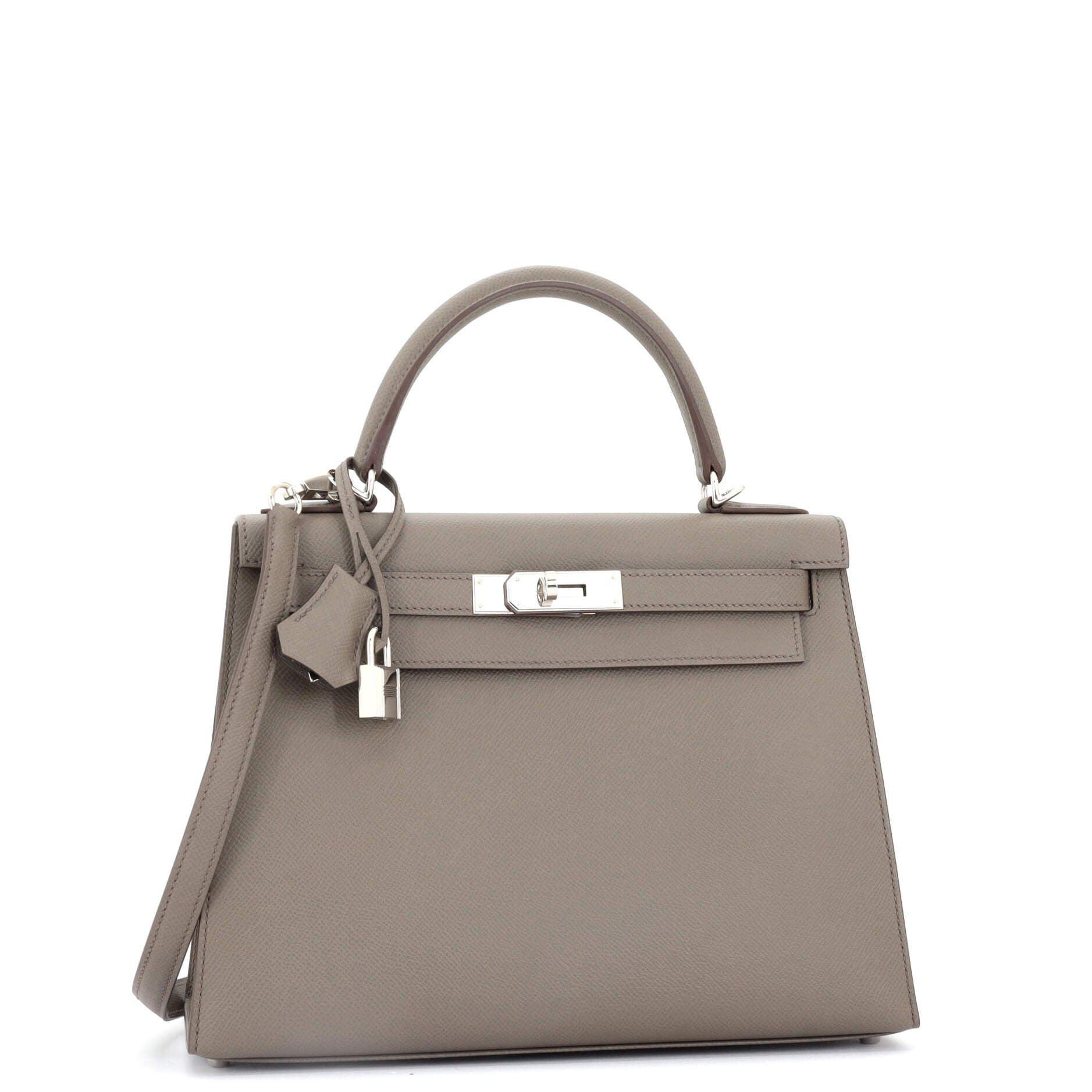 Pre-Owned Hermes Kelly Handbag Grey Epsom with Palladium Hardware 28, Alternate, color, 