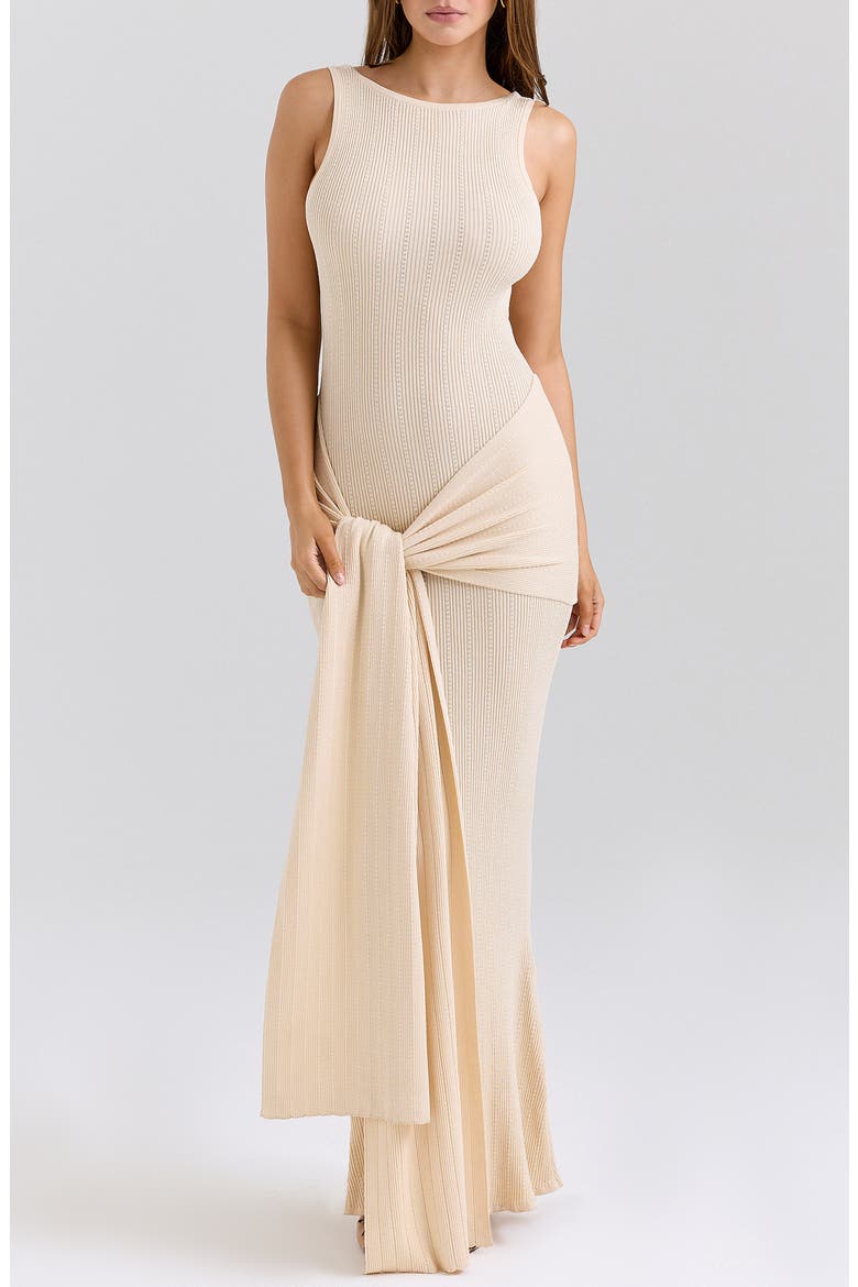 Akaia Draped Knit Maxi Dress, Main, color, CHAMPAGNE