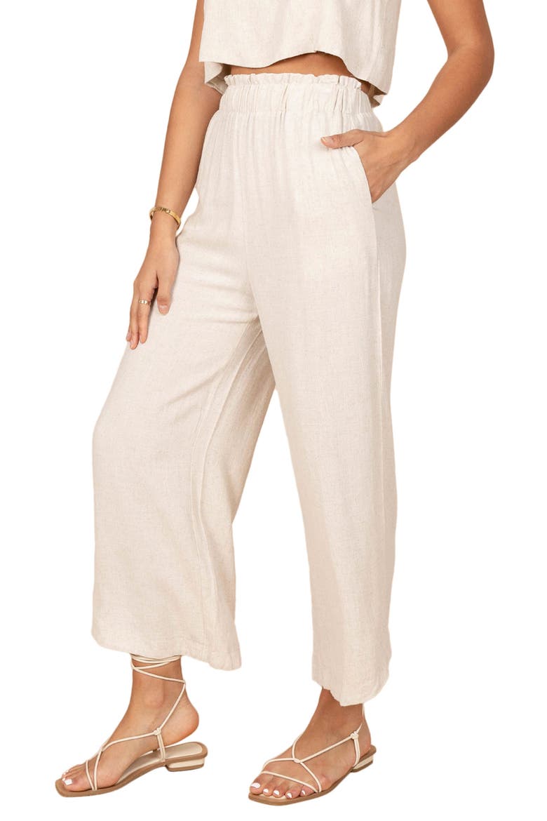Eleanor Wide Leg Linen Pants, Alternate, color, BEIGE
