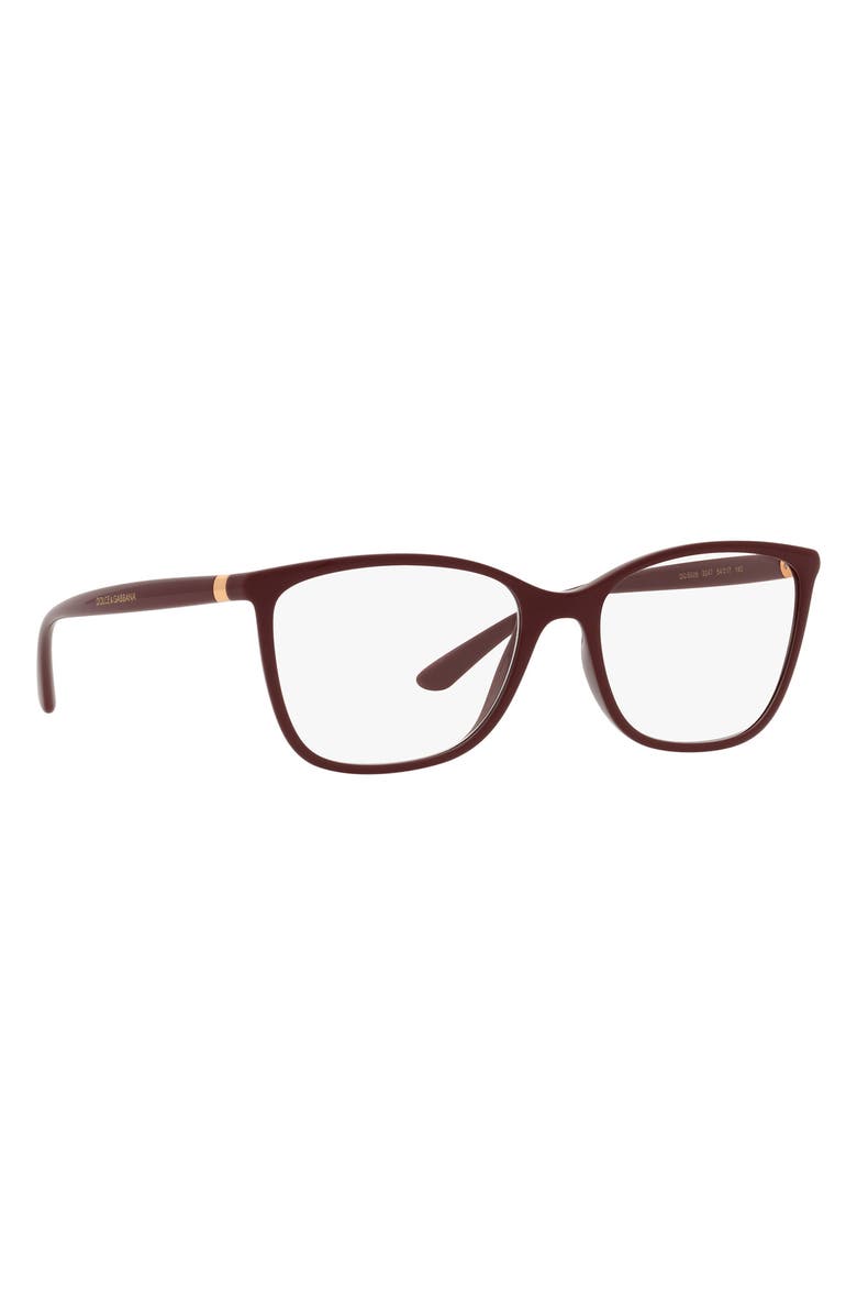 Dolce&Gabbana 54mm Rectangular Optical Glasses, Alternate, color, Bordeaux Blue Light Filter