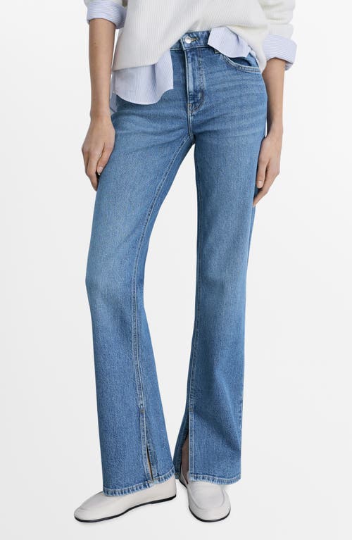 Shop Mango Elle Split Hem Flare Leg Jeans In Medium Blue