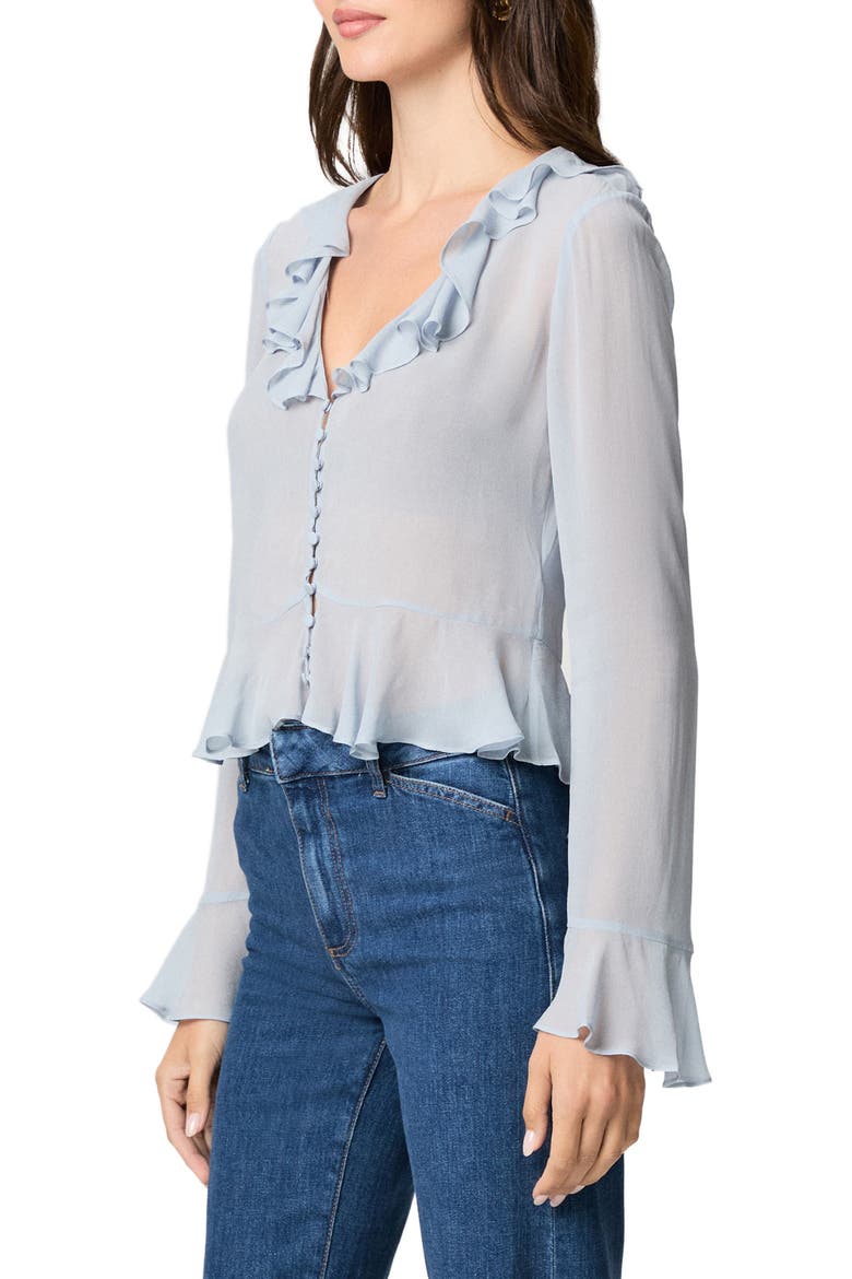 Getty Long Sleeve Chiffon Ruffle Top, Alternate, color, STARDUST BLUE