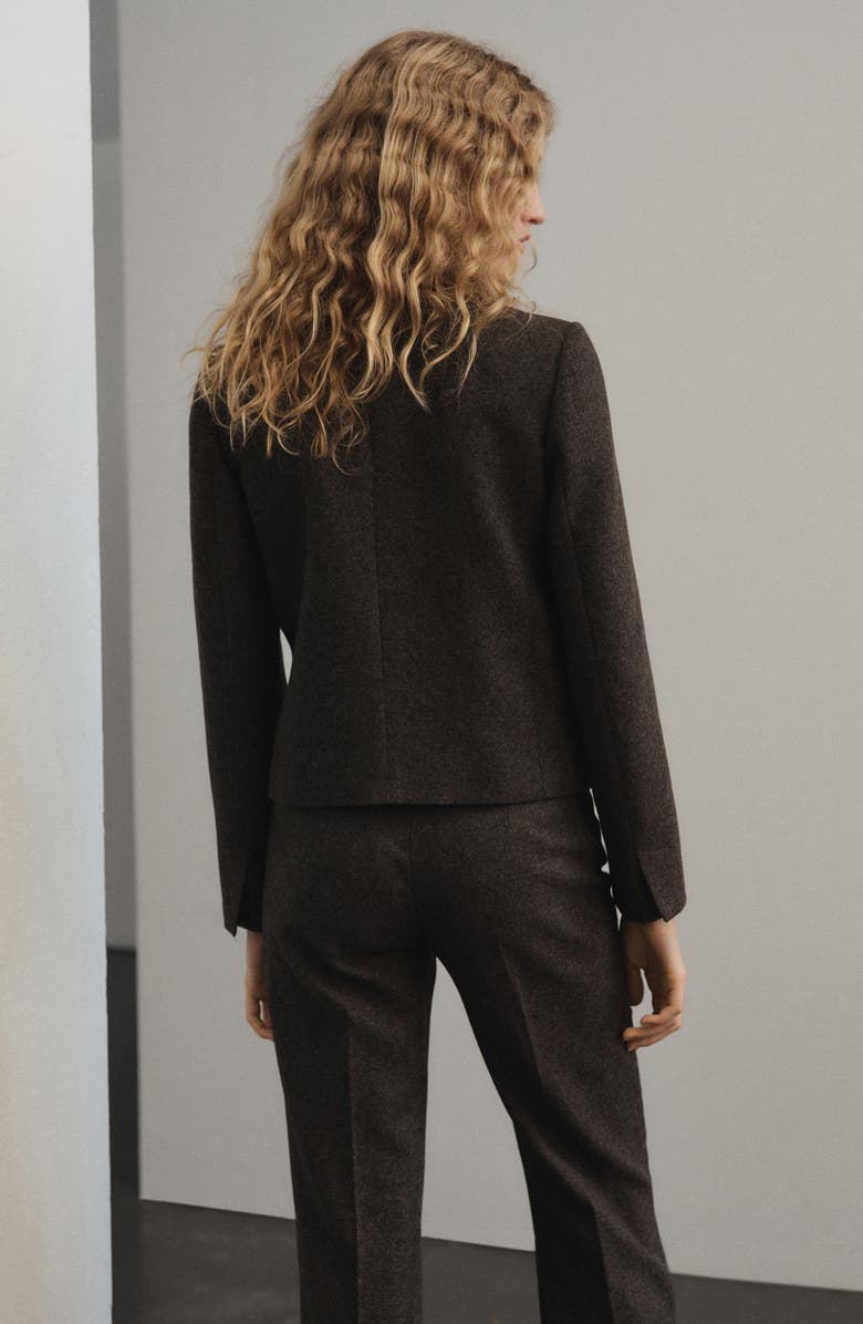 MANGO Speckled Crop Wool Blend Jacket, Alternate, color, Brown