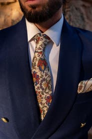 Elizabetta Bardini - Extra Long Printed Madder Silk Tie for Men