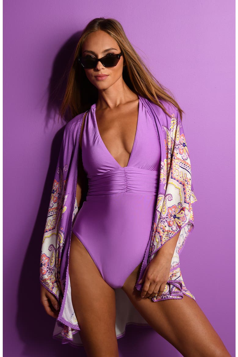 Lilac Cascade Kimono Cover-Up, Alternate, color, MULTI