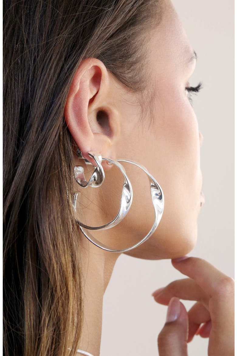 Heirloom Small Hoop Earrings, Alternate, color, SILVER