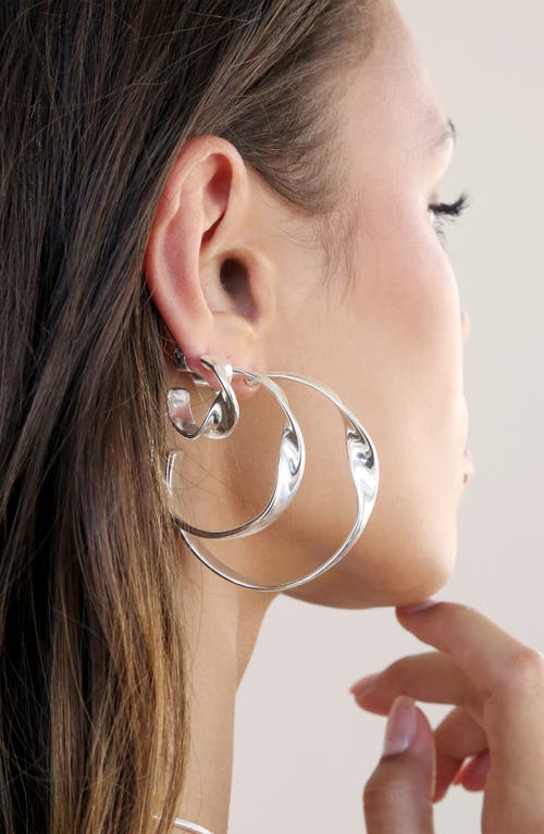 Ettika Heirloom Twist Small Hoops Earrings In Silver