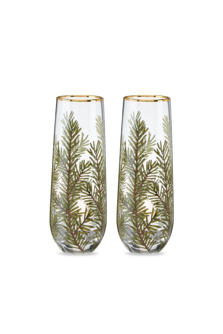 Woodland Stemless Champagne Flutes Set of 2, Alternate, color, Green