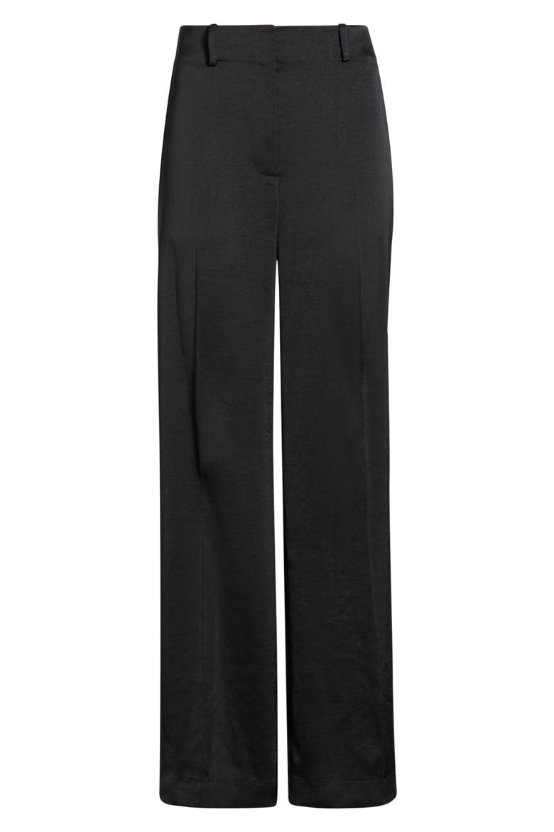 Classic Straight Leg Satin Pants, Alternate, color, BLACK