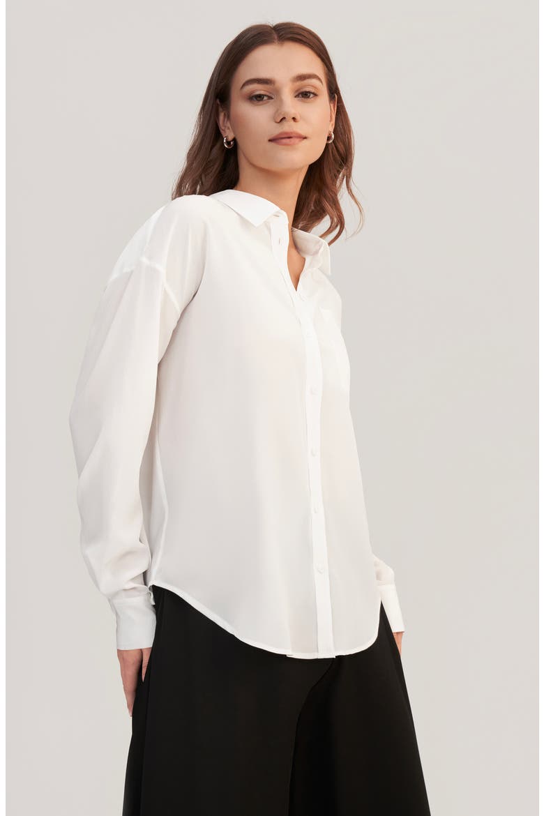 Women's Drop Shoulders Oversize Silk Shirt, Alternate, color, Natural White