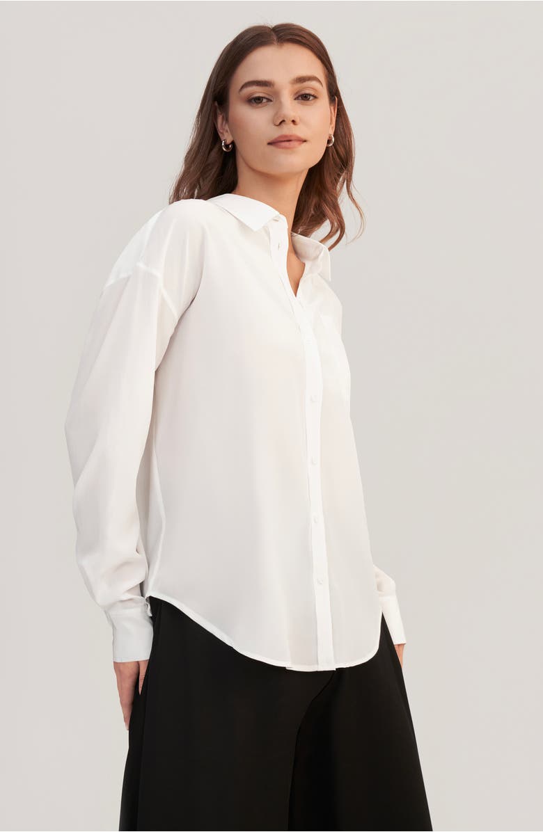 Lilysilk Women's Drop Shoulders Oversize Silk Shirt, Alternate, color, Natural White