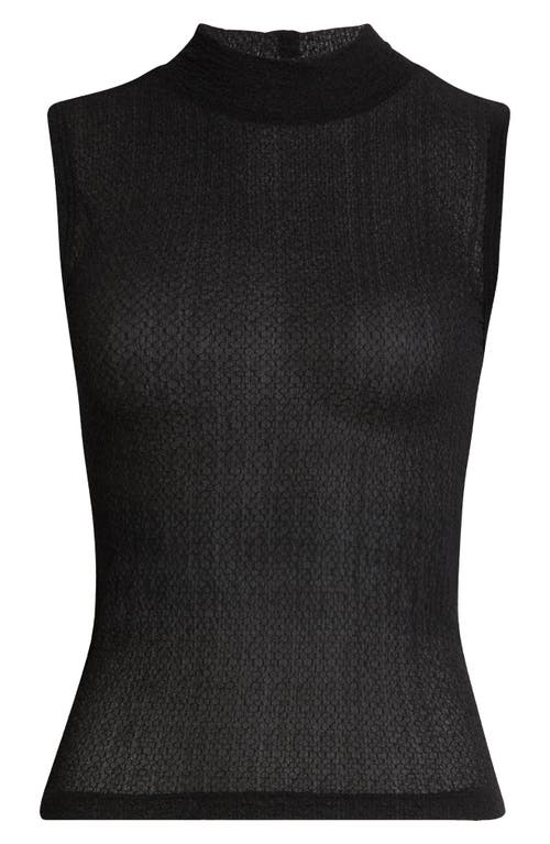 Frame Mesh Mock Neck Tank In Black