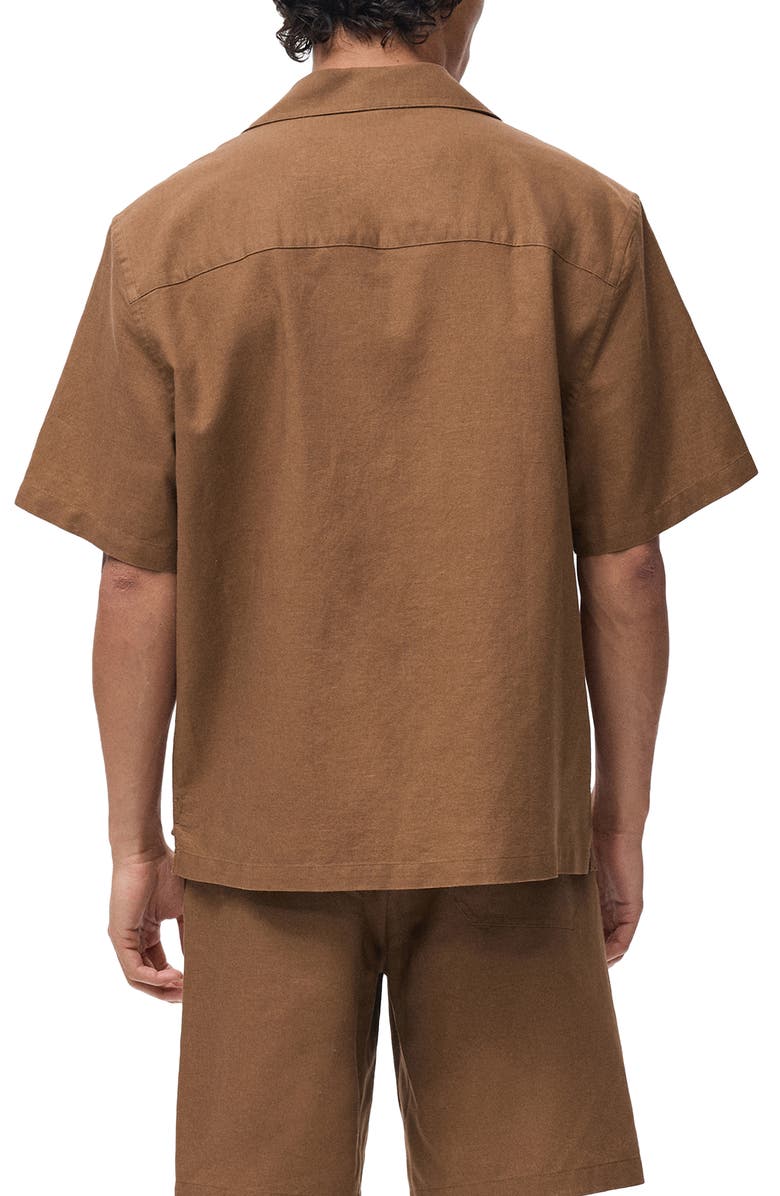 MANGO Oversize Cotton & Linen Camp Shirt, Alternate, color, 