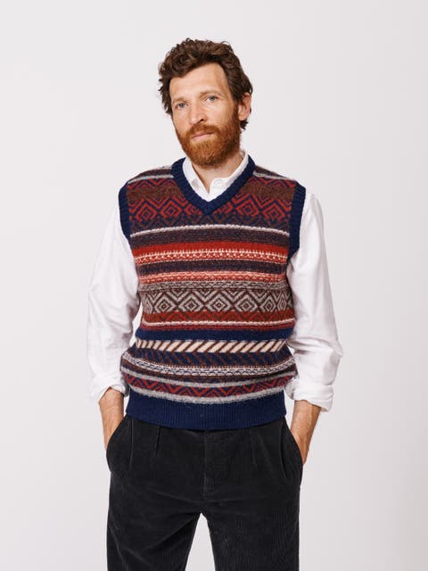 Fair Isle Slipover Wool Vest
