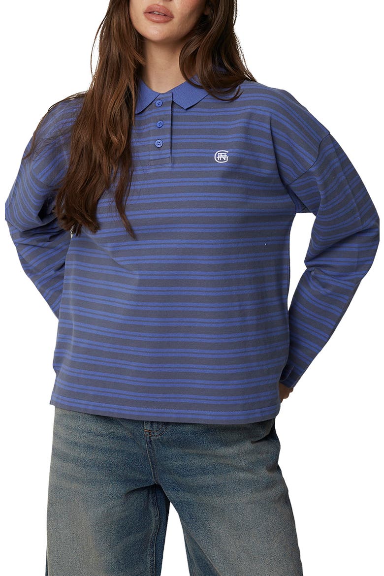 Long Sleeve Striped Polo, Alternate, color, Blue
