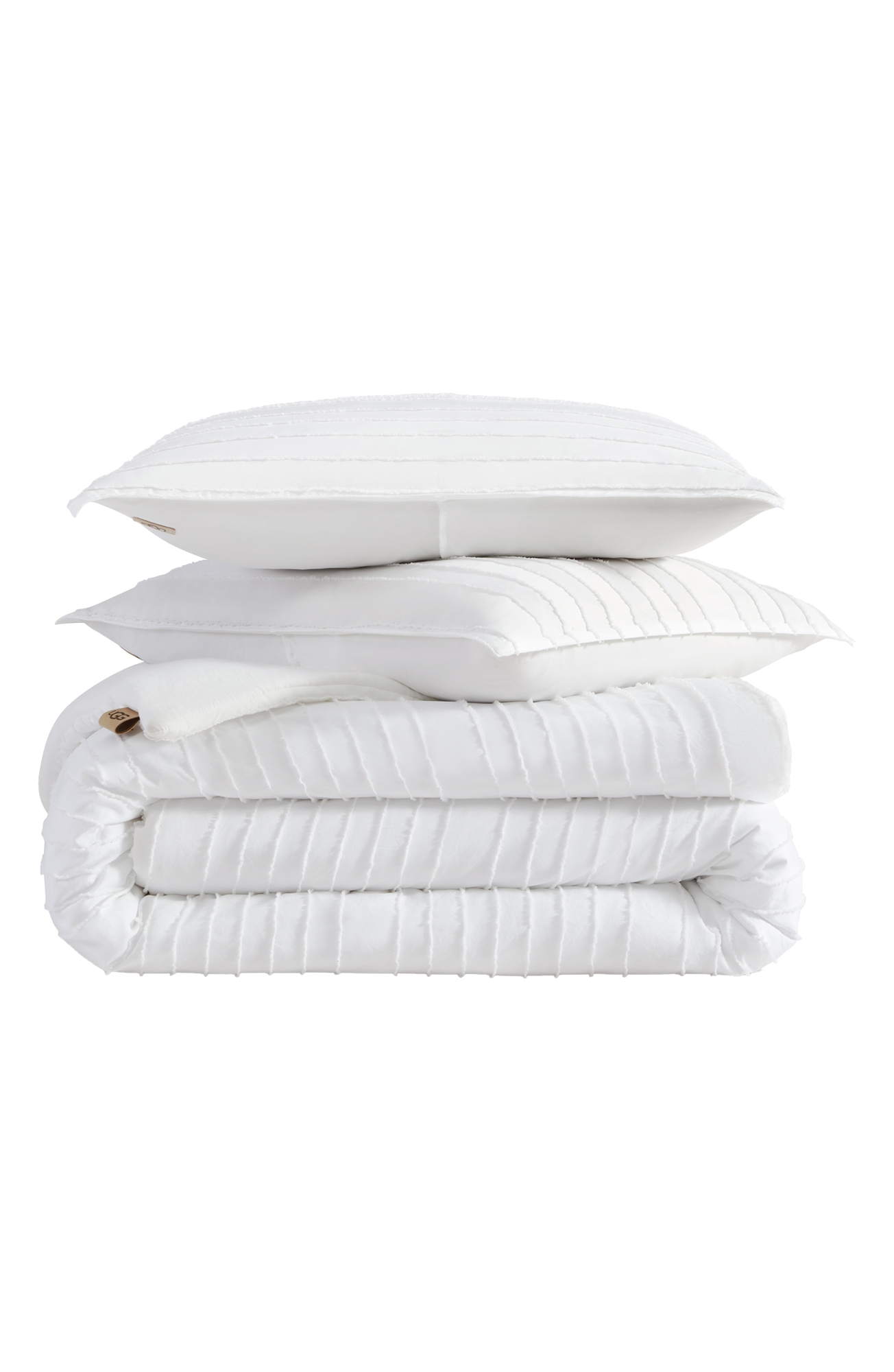 UGG® Devon Comforter & Shams Set - Bright White Texture Stripe, Full/Queen