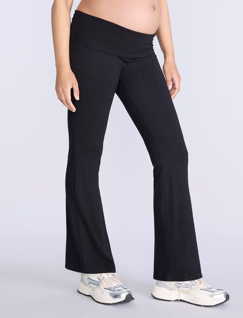 Motherhood Maternity Roll Over Waistband Flare Legging In Black