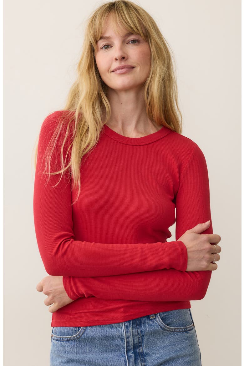 Lexi Sun-In Rib Long Sleeve T-Shirt, Alternate, color, CHERRY RED