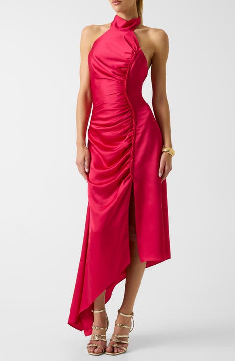 Evelina Sleeveless Halter Midi Dress