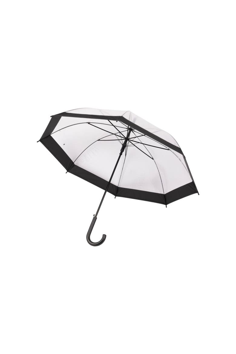 Gender Inclusive Rainfall Clear Poe Stick Umbrella, Alternate, color, Black