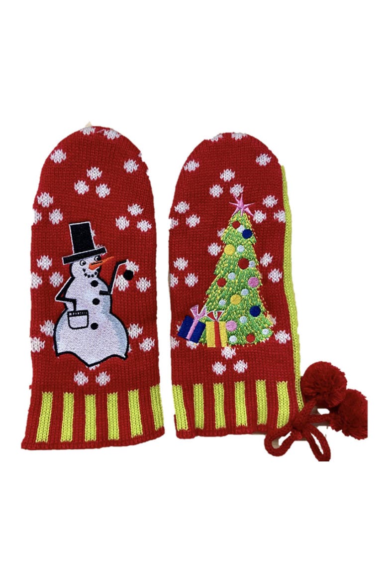 Snowy in the Snow Globe Mismatched Mittens, Main, color, RED