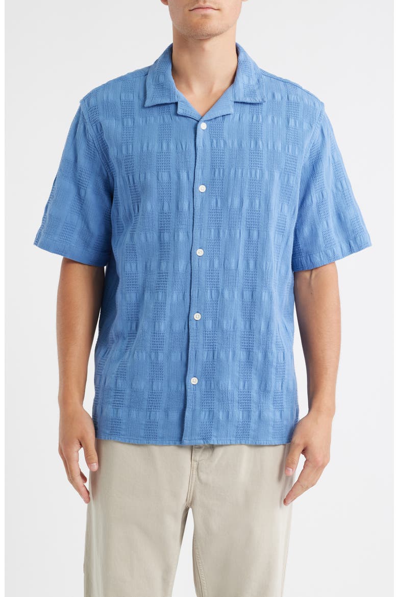 Didcot Seersucker Camp Shirt, Main, color, MID BLUE