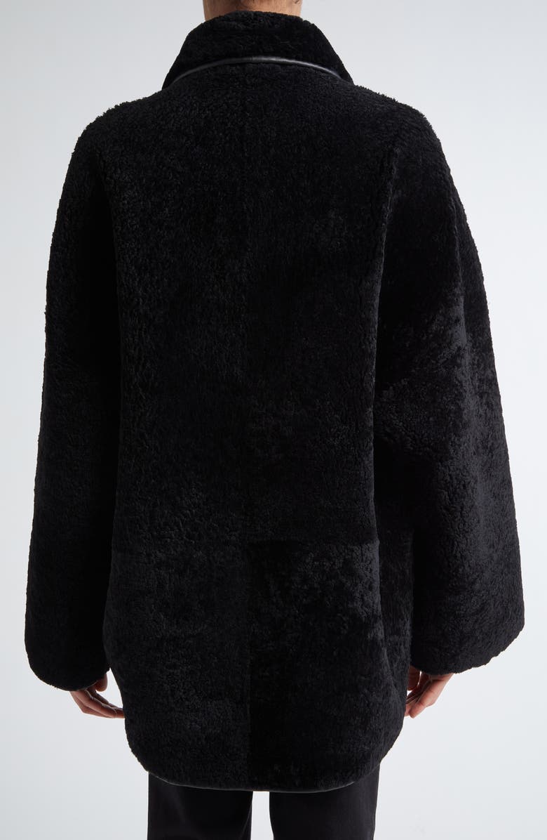 TOTEME Genuine Teddy Shearling Overshirt Jacket, Alternate, color, Black