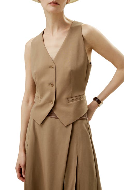 Silk-Wool Vest with Jacquard Silk Back