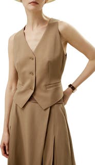 Lilysilk Silk-Wool Vest with Jacquard Silk Back