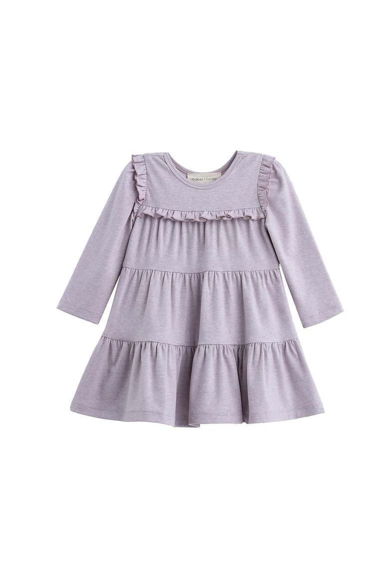 Maggie Long Sleeve Ruffle Yoke Tiered Dress, Main, color, Purple