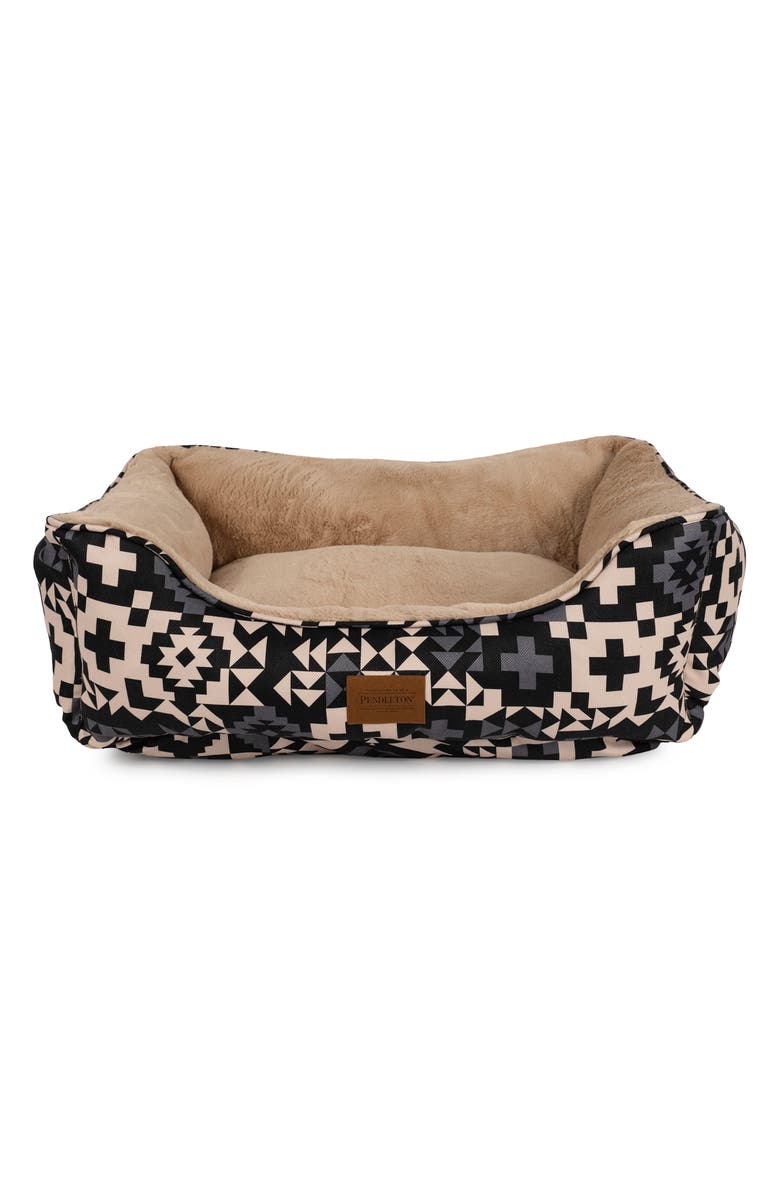 Pendleton Faux Fur Kuddler Dog Bed, Main, color, Blue Ridge Black
