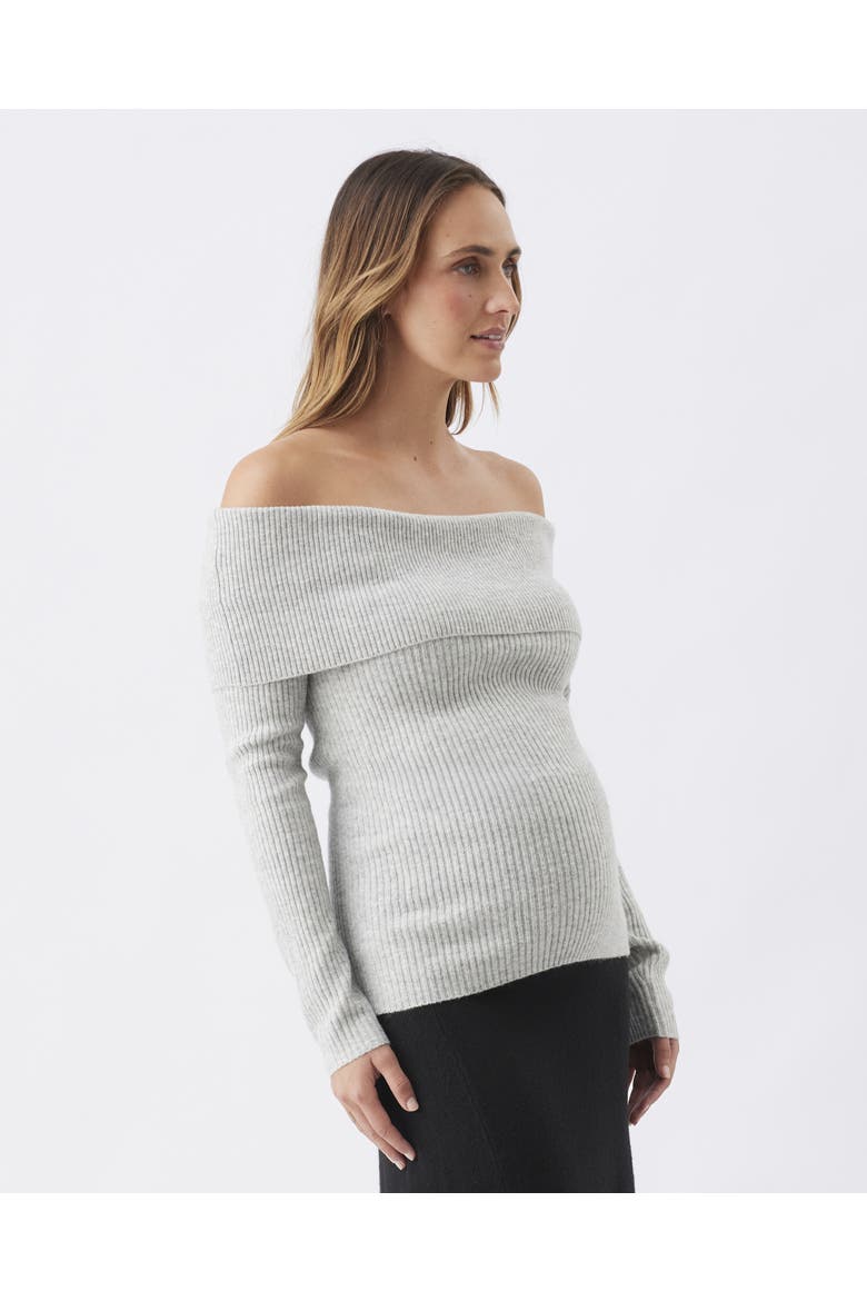 Maisy Off Shoulder Knit, Alternate, color, Silver Marle