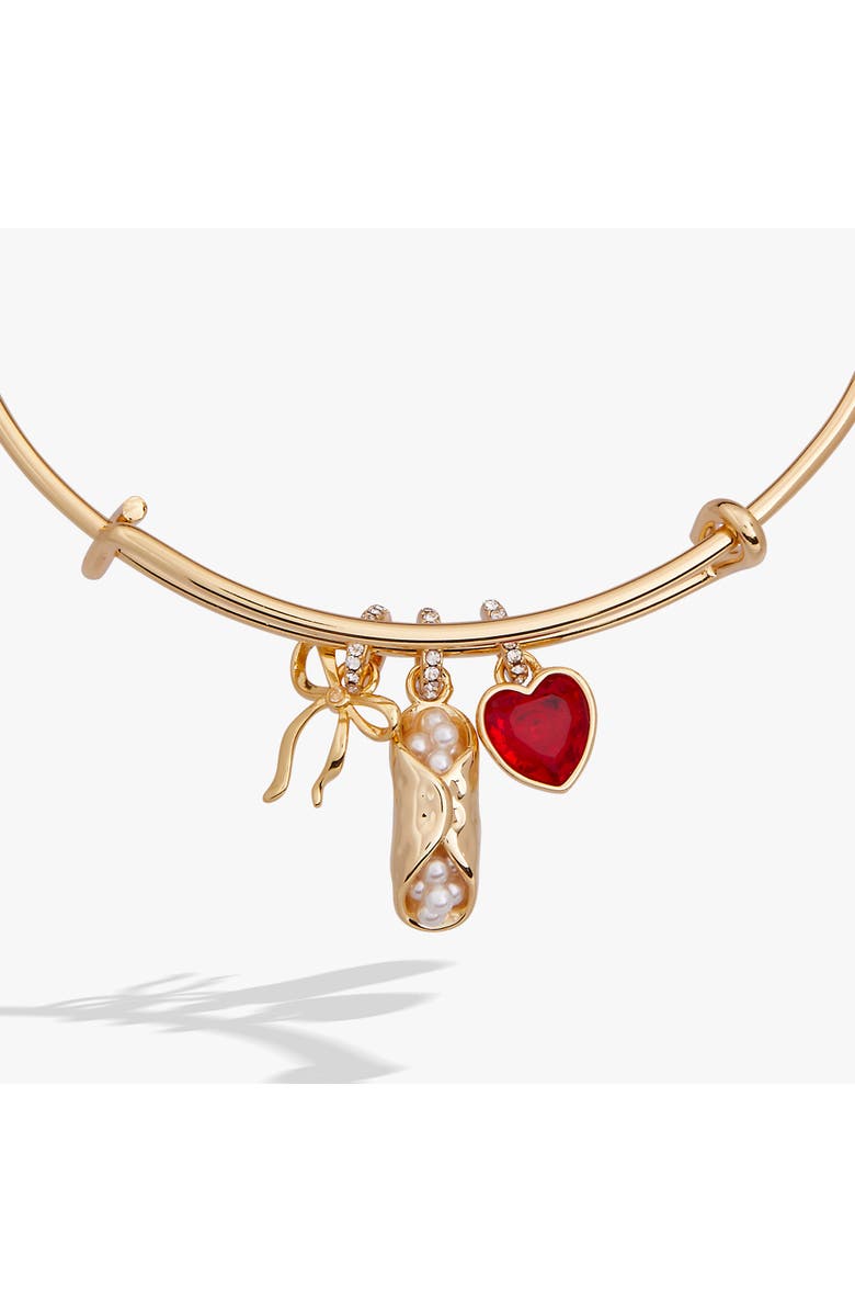 Alex and Ani 'There Cannoli Be You' Bow & Heart Multi Charm Bangle, Alternate, color, Gold