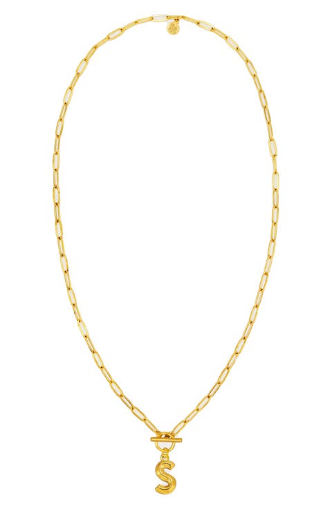 Paper Clip Initial Toggle Necklace