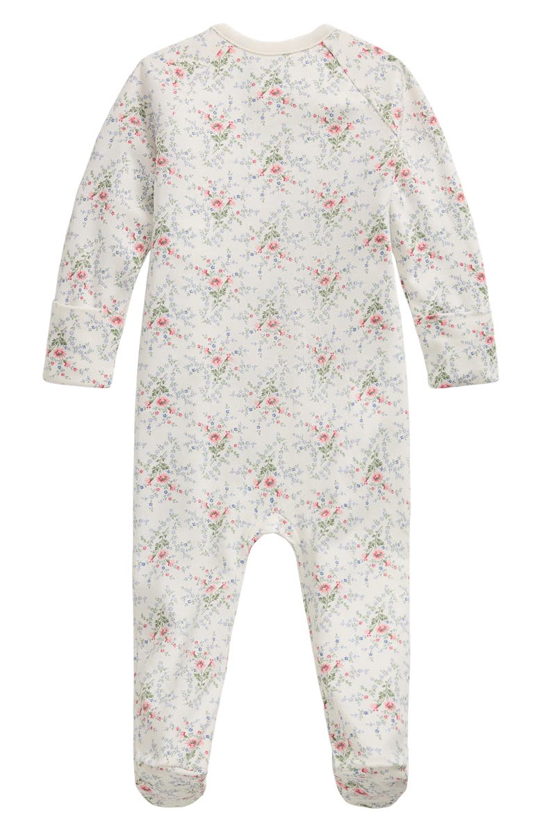 Ralph Lauren Floral Print Cotton Footie, Alternate, color, 