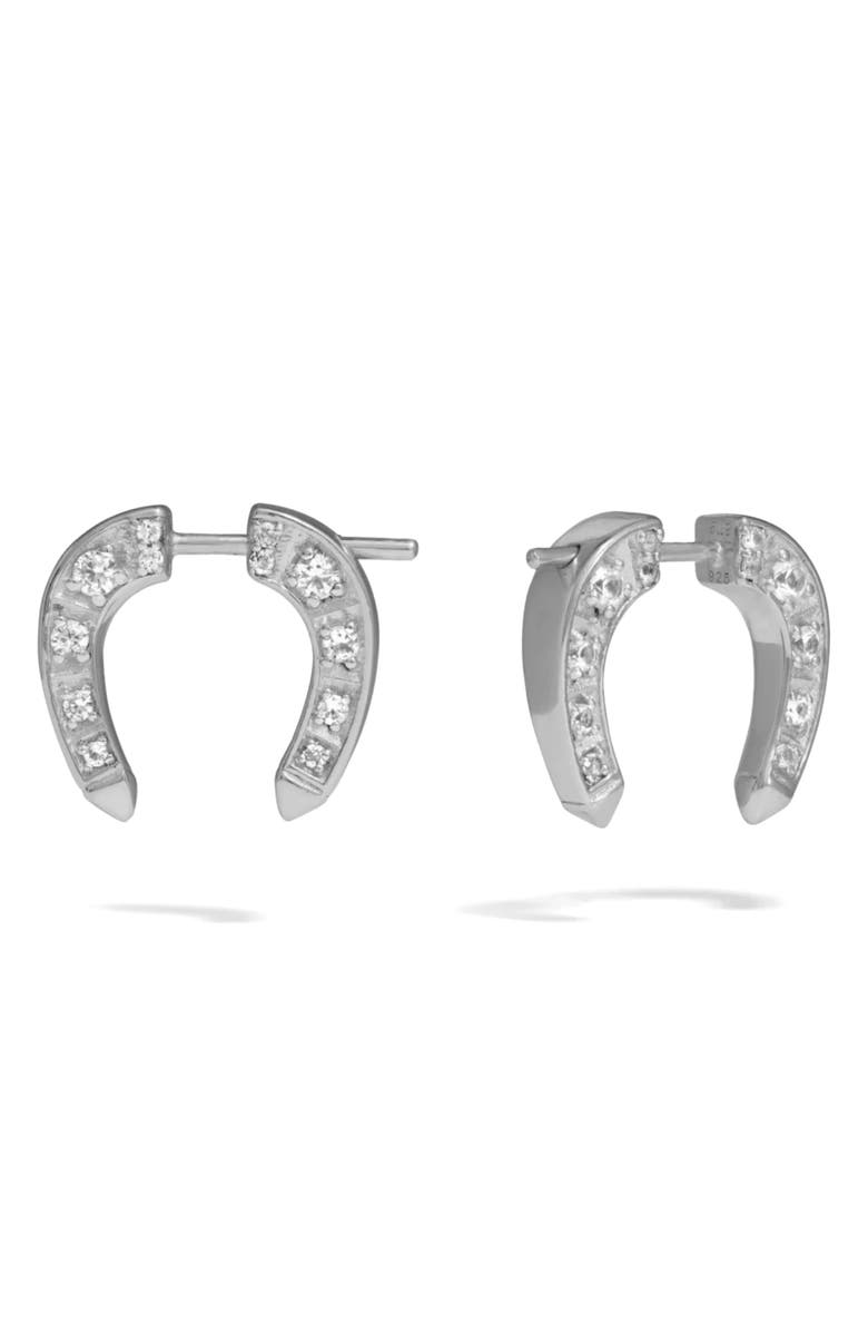 Awe Inspired White Sapphire Horseshoe Bypass Earrings, Main, color, 925 Sterling Silver