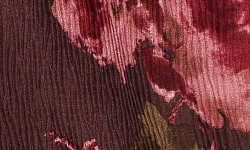 Petal And Pup Petal & Pup Floral One-shoulder Plissé Midi Dress In Brown