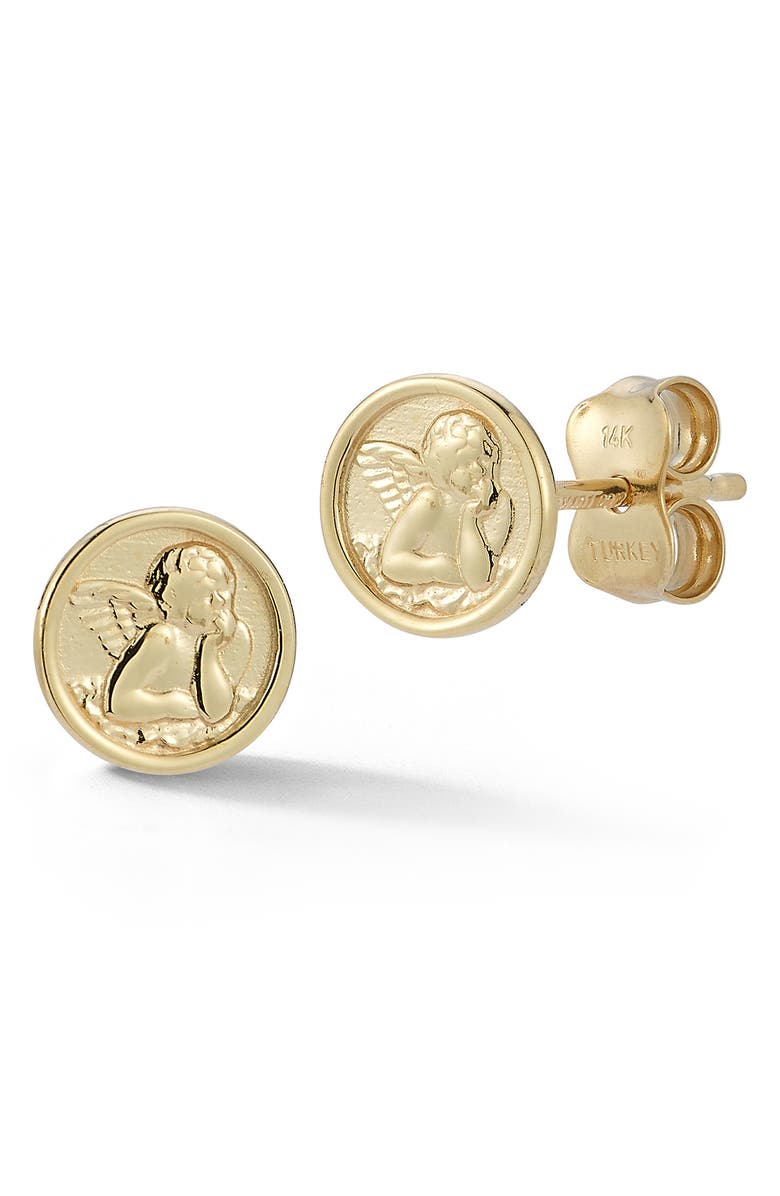 Ember Fine Jewelry 14K Gold Cherub Stud Earrings, Main, color, Gold