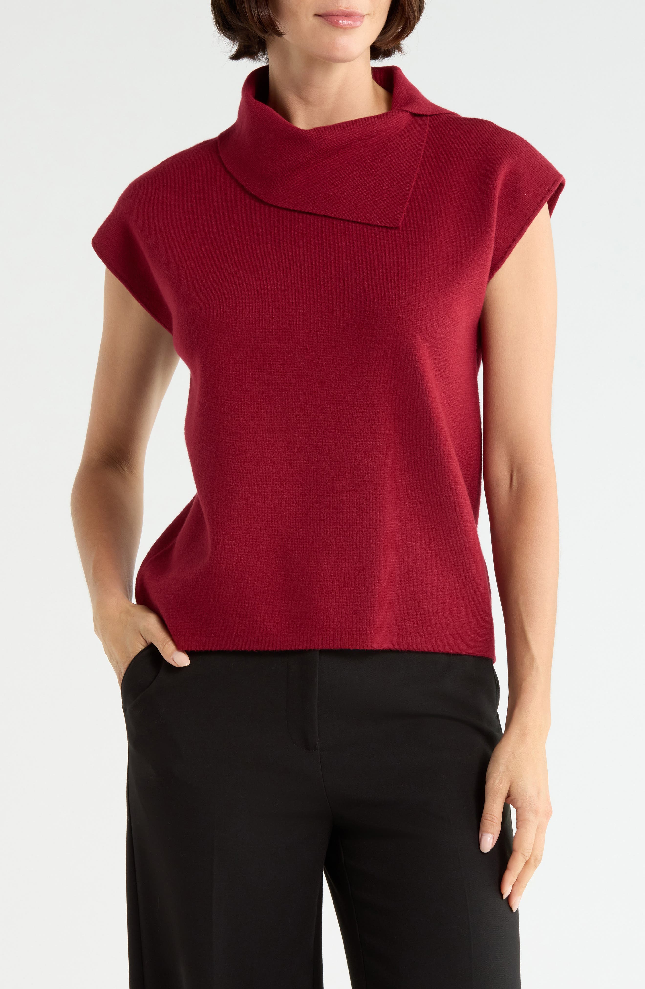 Envelope Neck Sleeveless Sweater