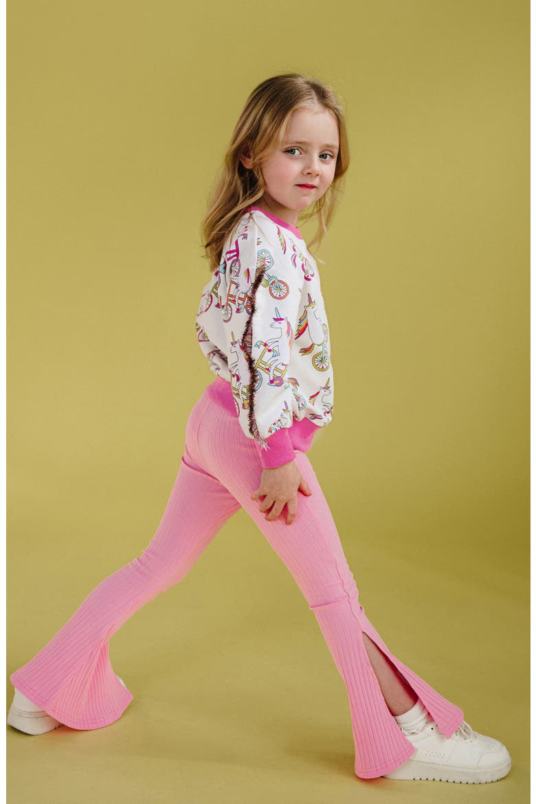 Kids' Disco Flare Leggings, Alternate, color, PINK